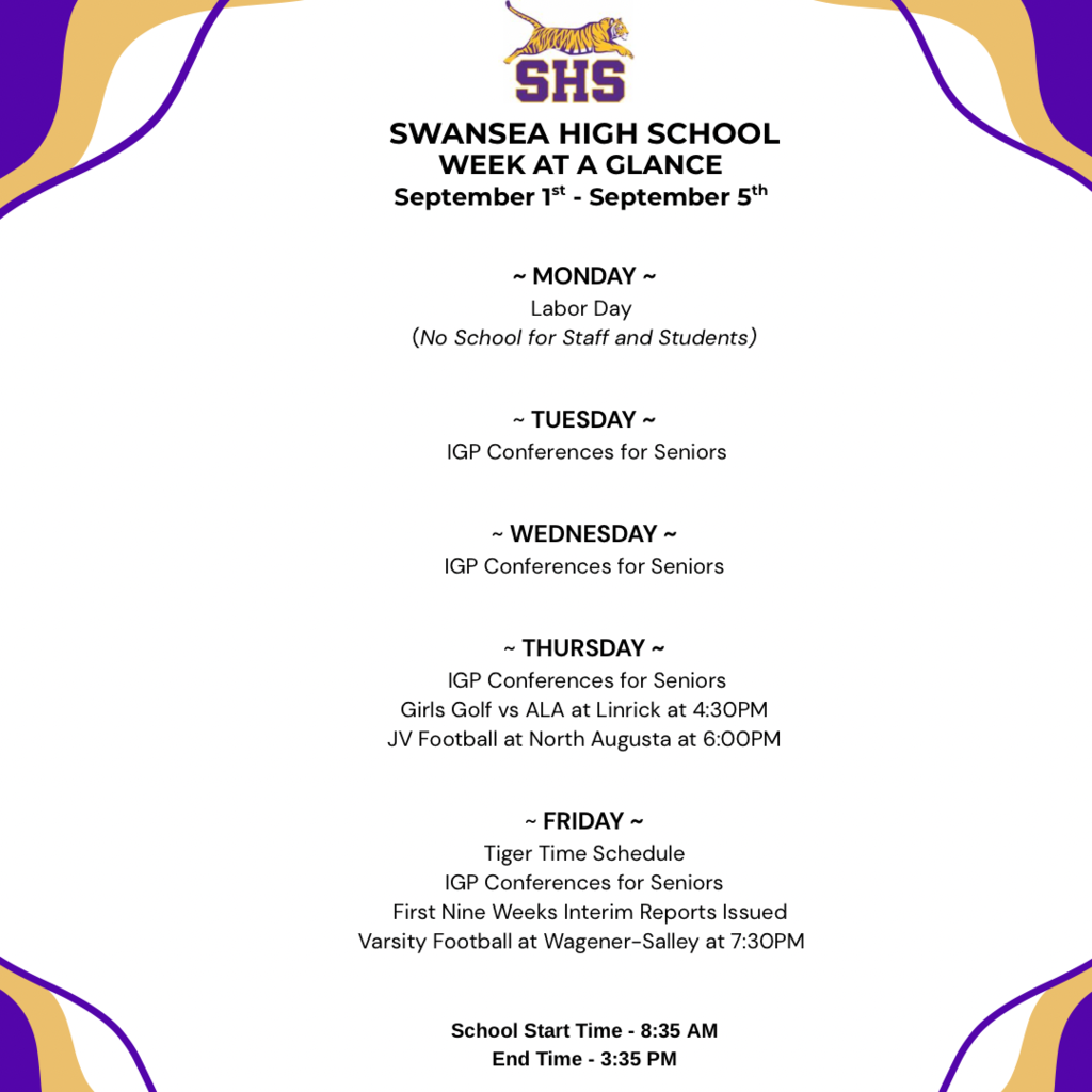 Week At A Glance - September 1st