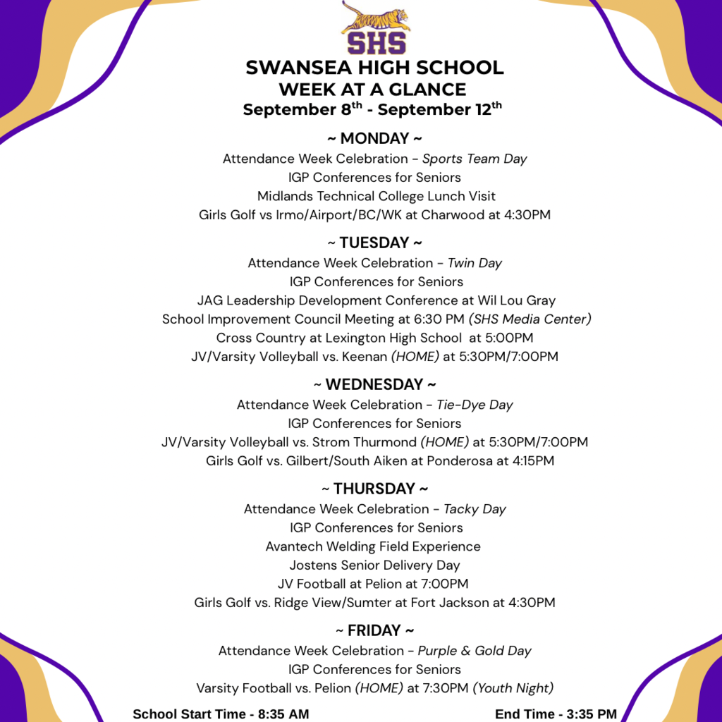Week At A Glance - September 8th