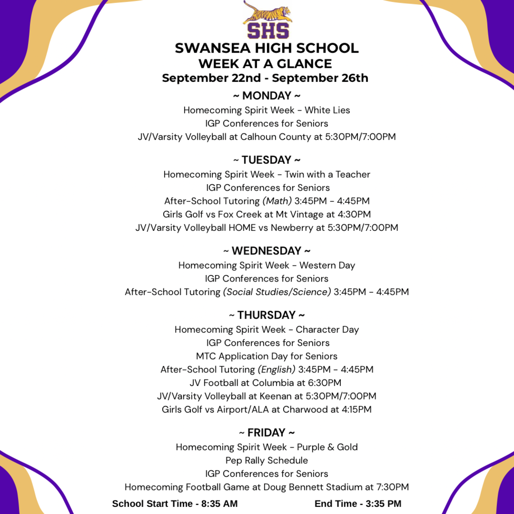 Week At A Glance - September 22nd