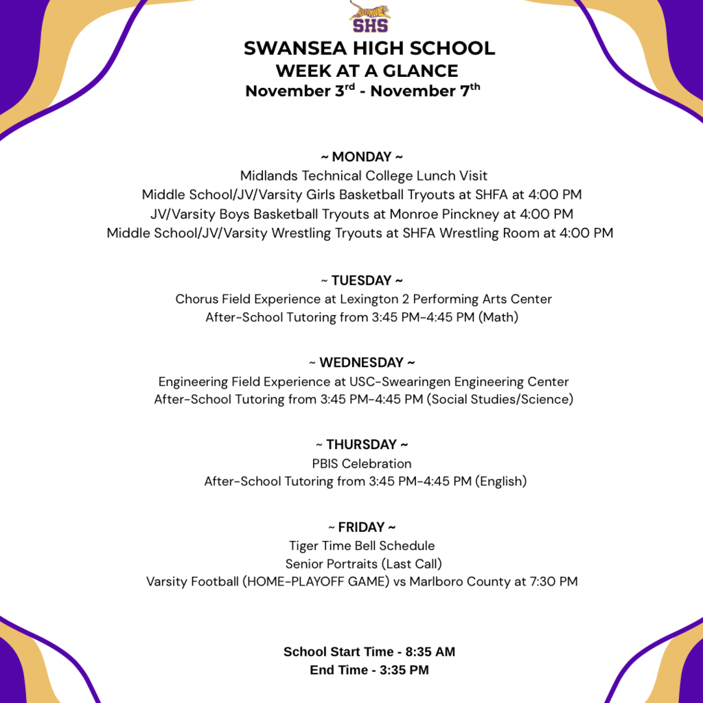 Week At A Glance - November 3rd