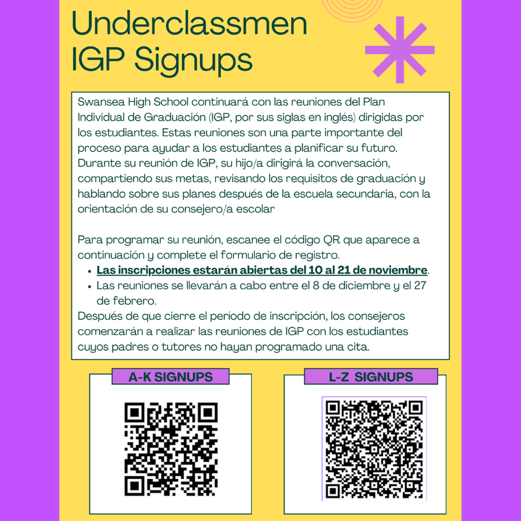 Underclassmen IGP Signups (Spanish)