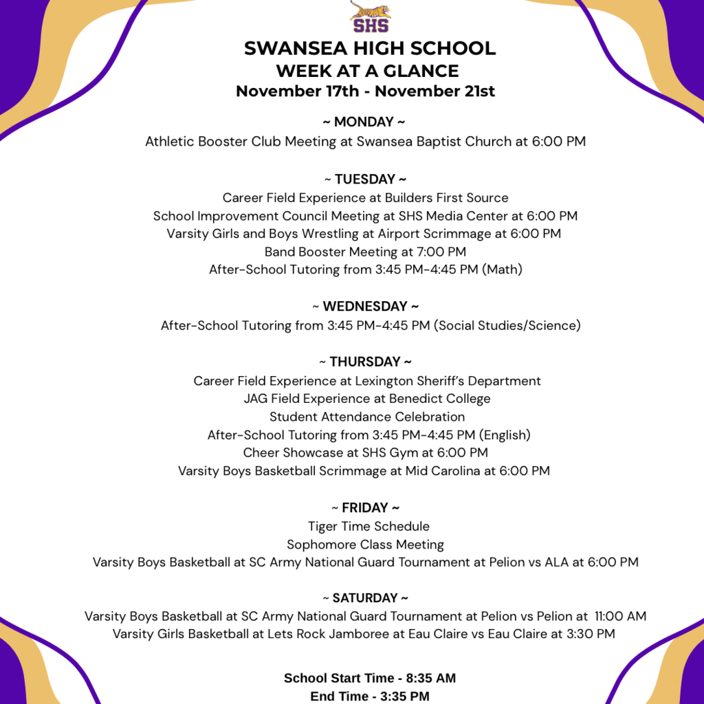 Week At A Glance - November 17th