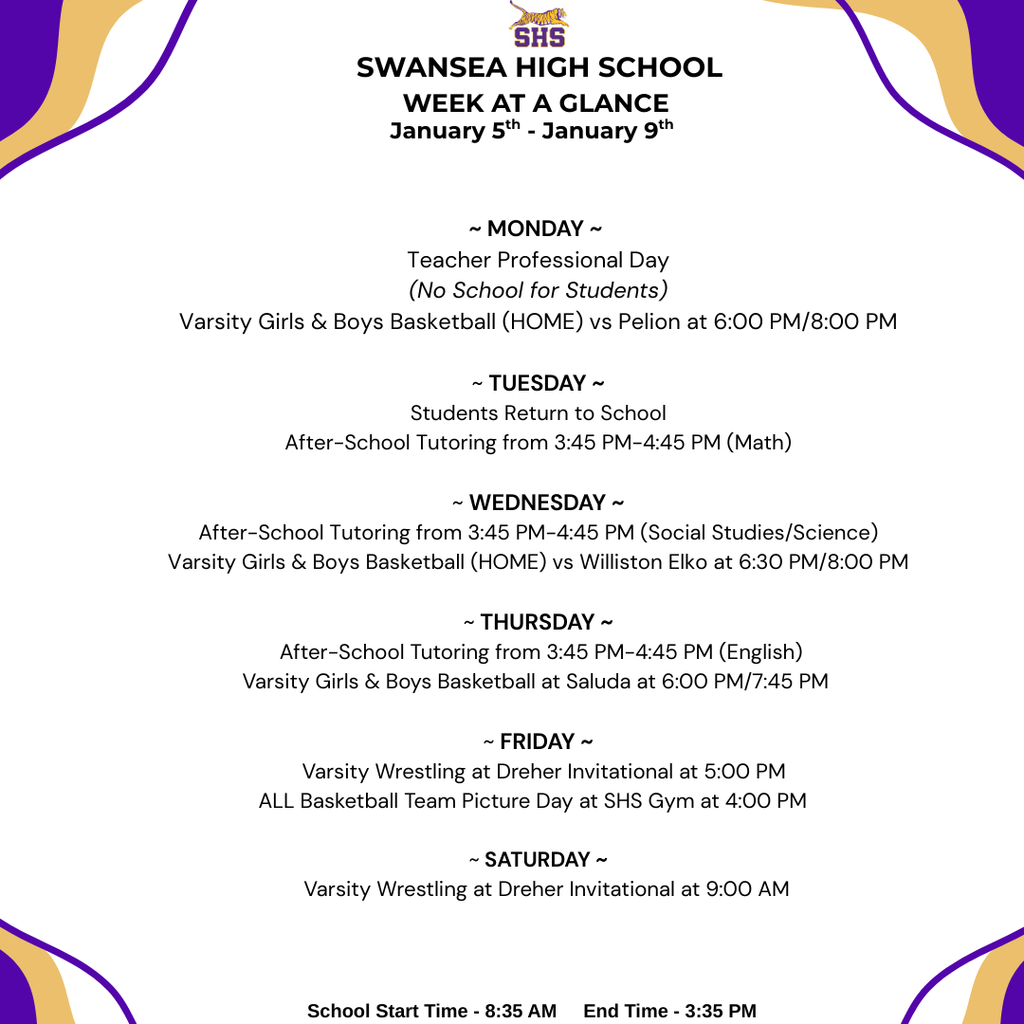 Week At A Glance - January 5th