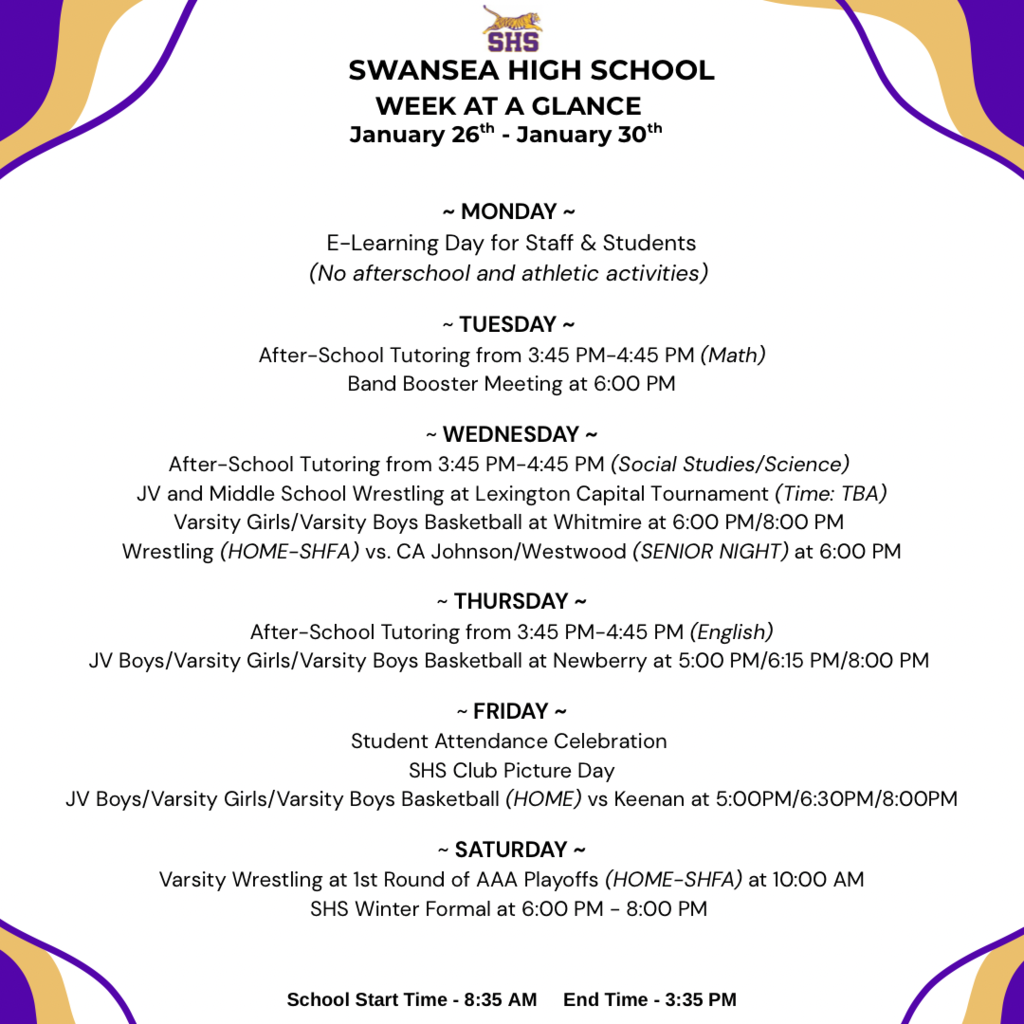 Week At A Glance - January 26th