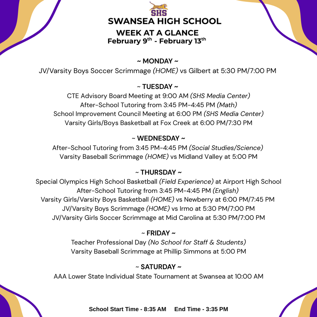 Week At A Glance - February 9th