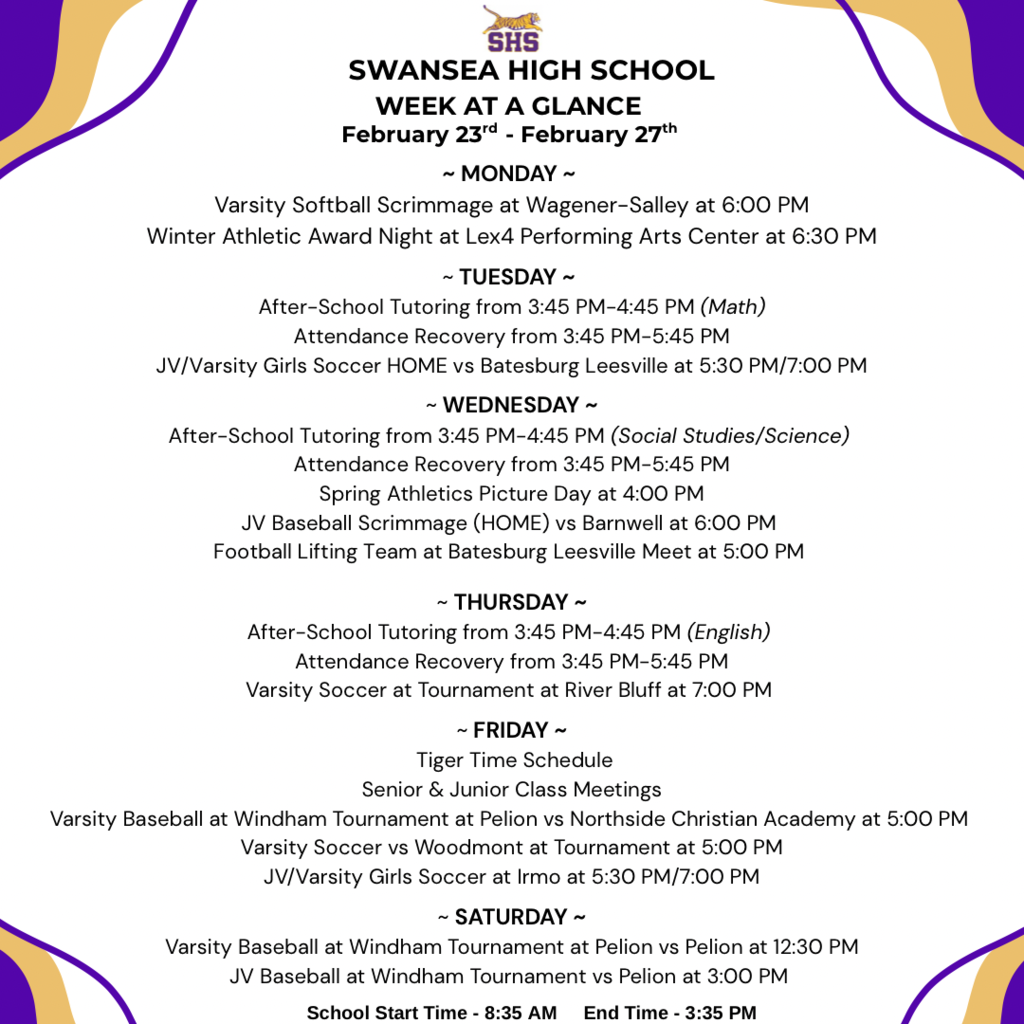 Week At A Glance - February 23rd