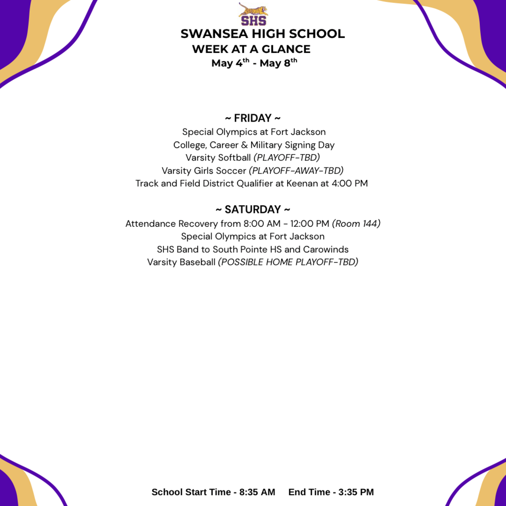 Week At A Glance - May 4th