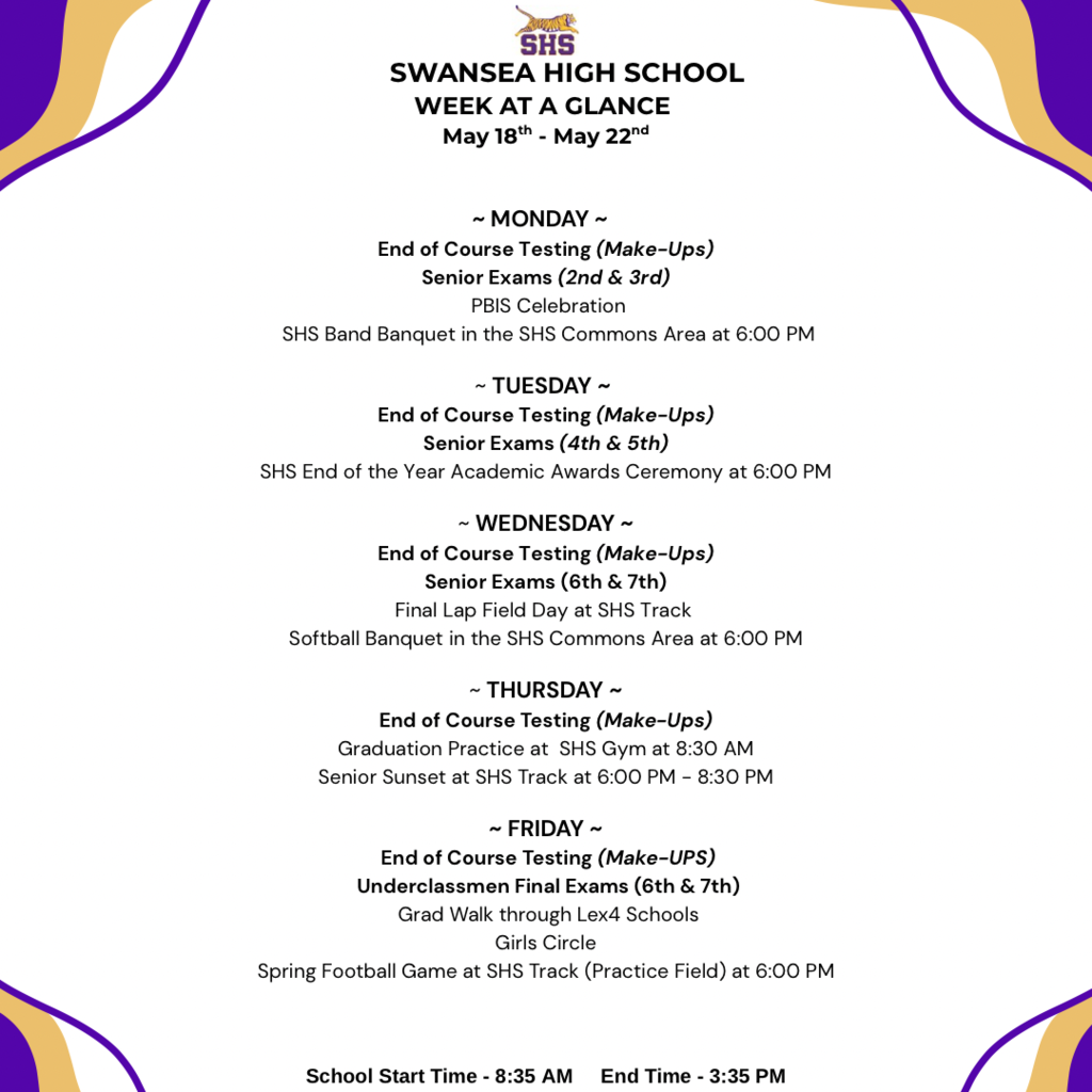 Week At A Glance - May 18th