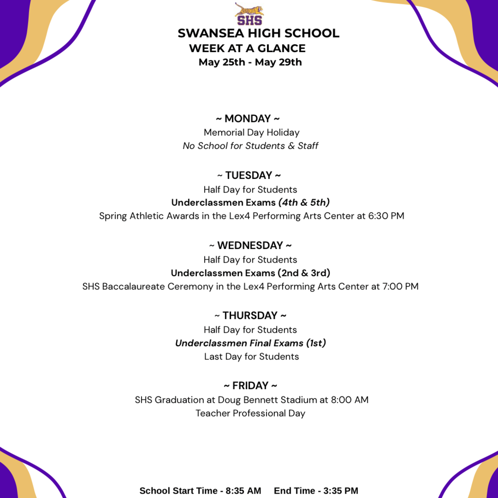 Week At A Glance - May 25th