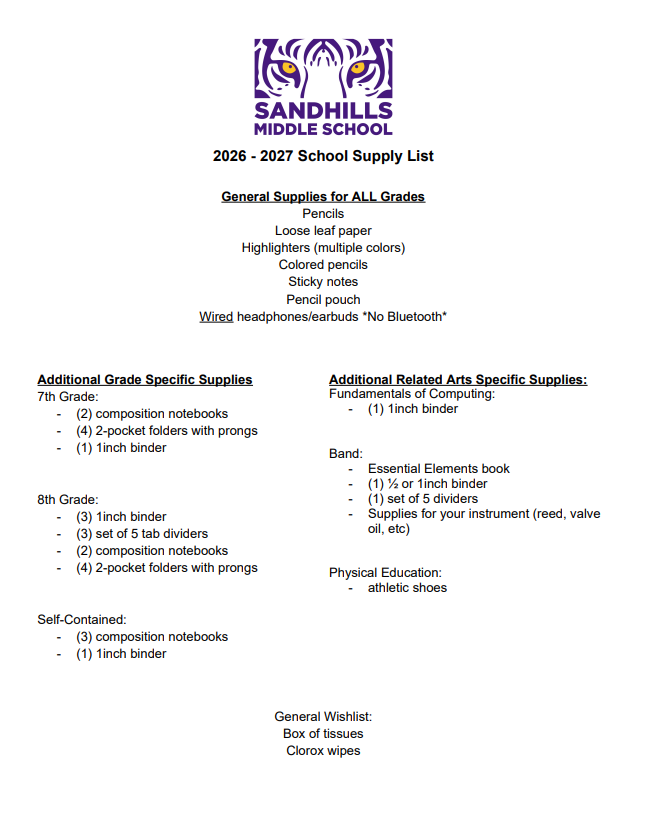 supply list