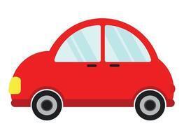 Illustration of red car with yellow headlight