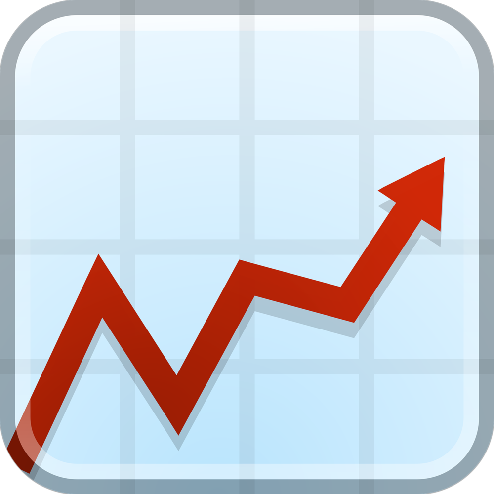 Illustration of grid with red arrow trending up