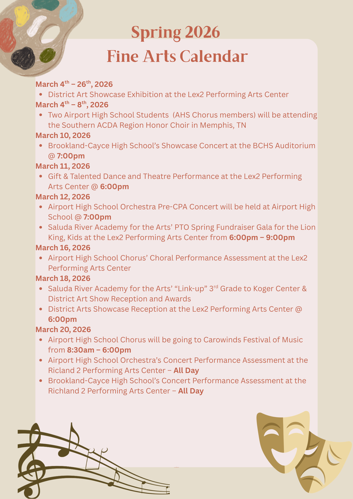 Spring 2026 Fine Arts Calendar