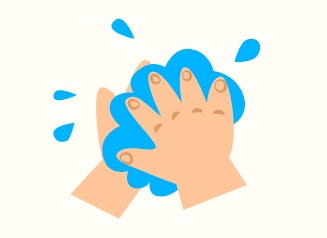 Illustration of washing hands with water