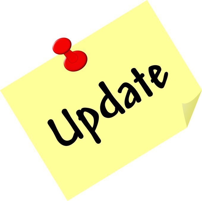 Illustration of a post-it note with word Update