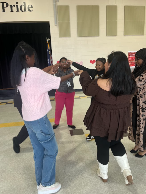 group of 8th girls dancing
