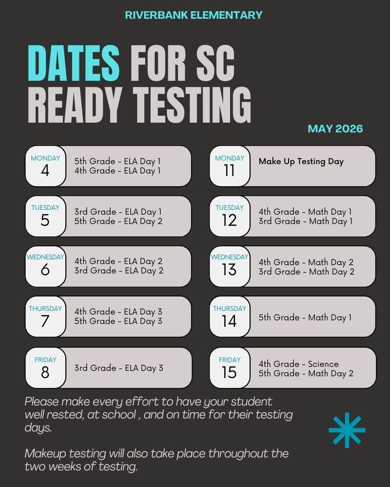 Image is a graphic to show calendar dates with testing assignments for each day.
