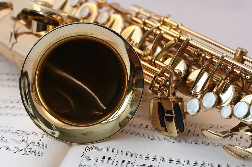 Saxophone on a sheet of music
