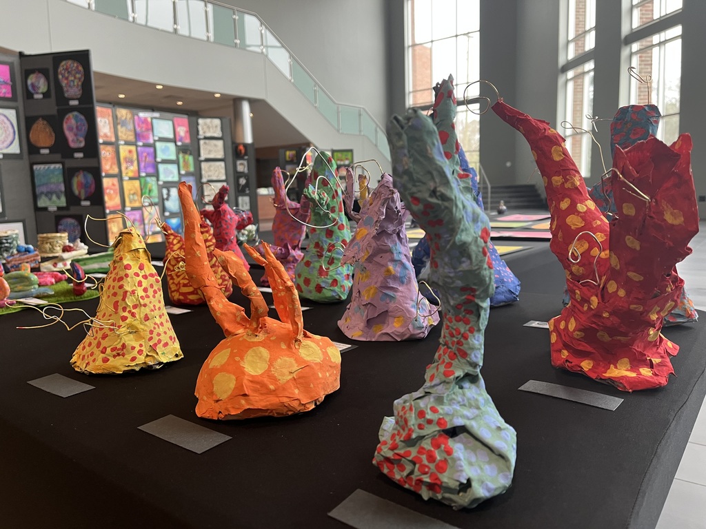 Colorful art pieces at the Lexington Two District Art Showcase Exhibition
