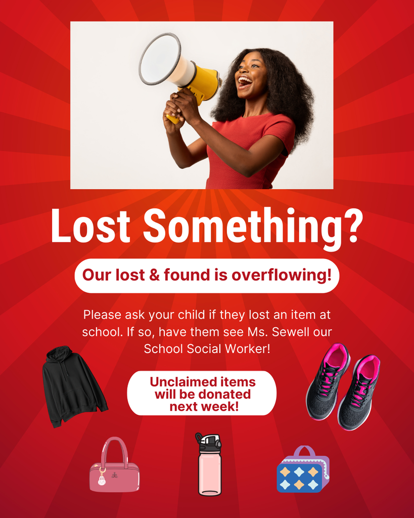 Woman with a megaphone says that lost items will be donated next week.  