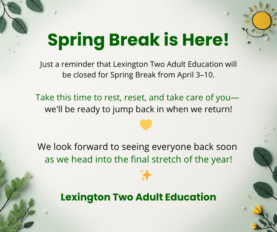 Spring Break April 3-10, 2026