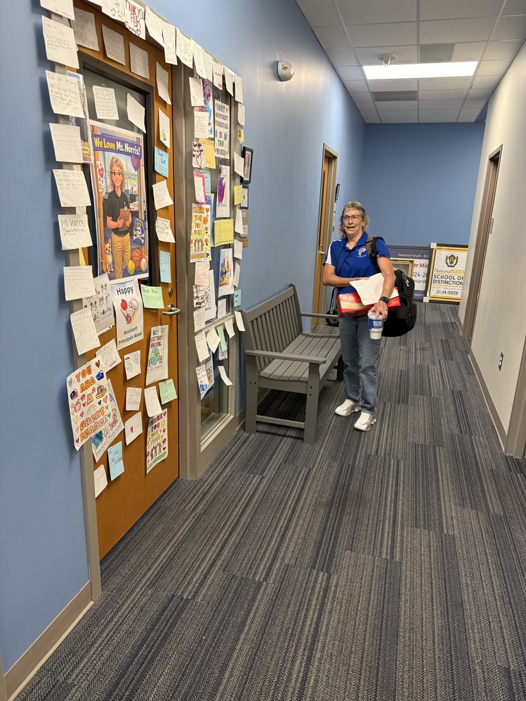Assistant Principal walks in Friday morning and discovers notes and posters taped to her door to celebrate and honor her for National School Assistant Principals Week.