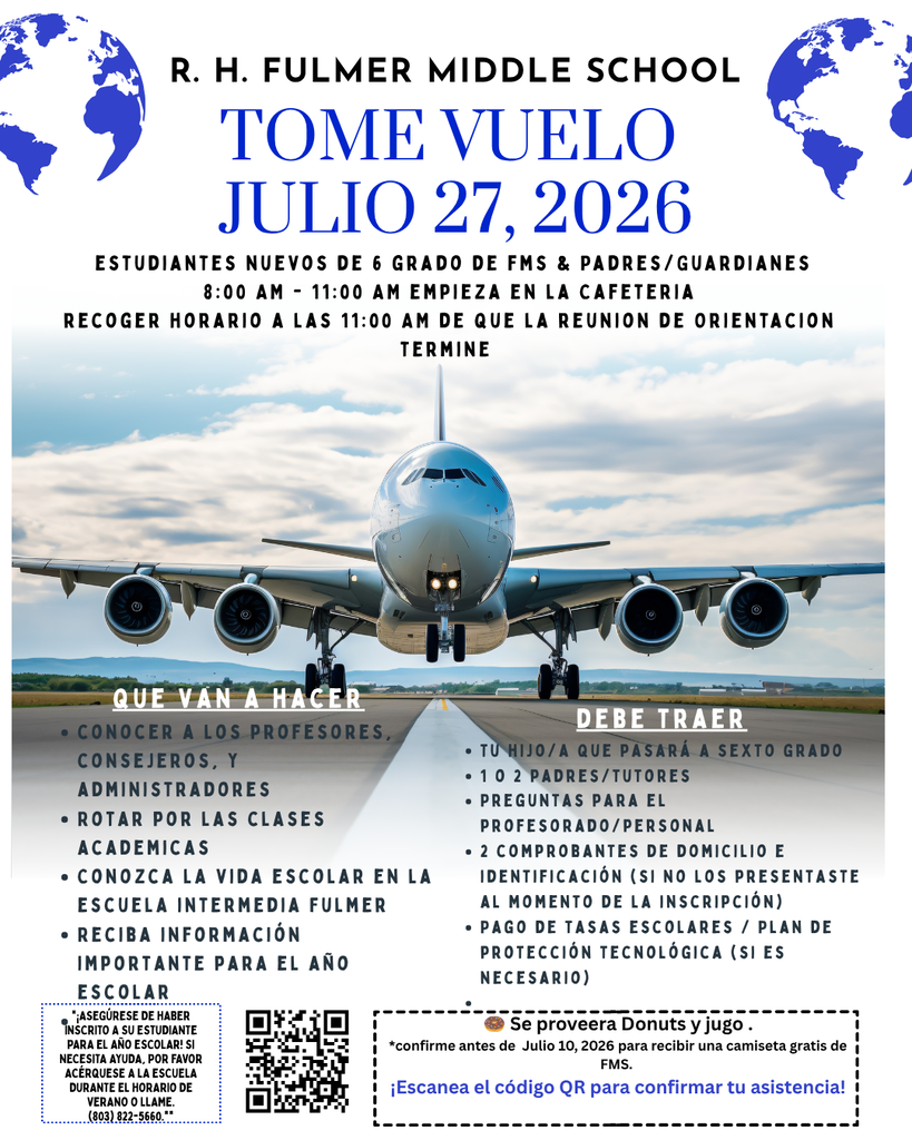 Duplicate flyer for Take Flight but in the Spanish language.