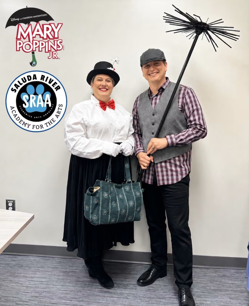 Mr. Brantly and Mrs. Stroud dressed as Mary Poppins characters