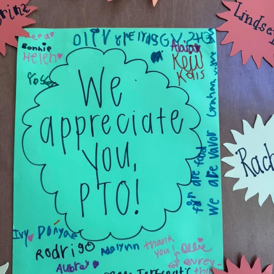 Thank you cards created by students and staff.