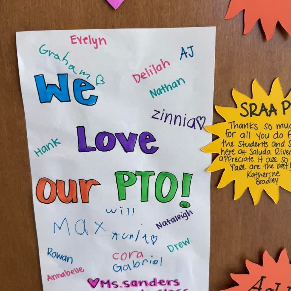 Thank you cards created by students and staff.