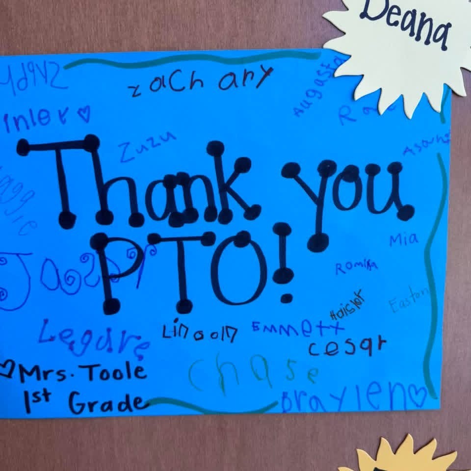 Thank you cards created by students and staff.