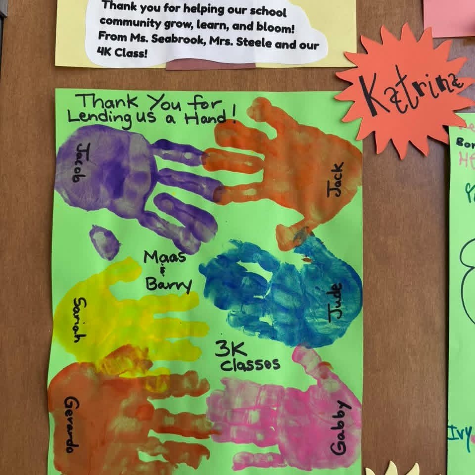 Thank you cards created by students and staff.