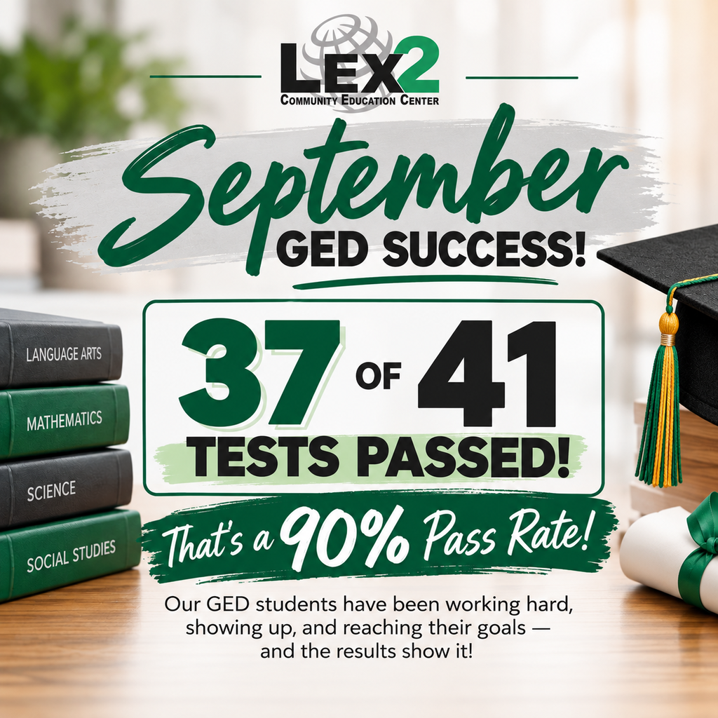 GED poster with pass rate
