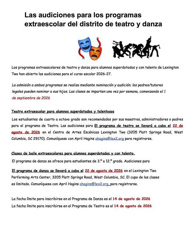 Instructions (as outlined in story) for Gifted & Talented dance, theatre programs (Spanish language)