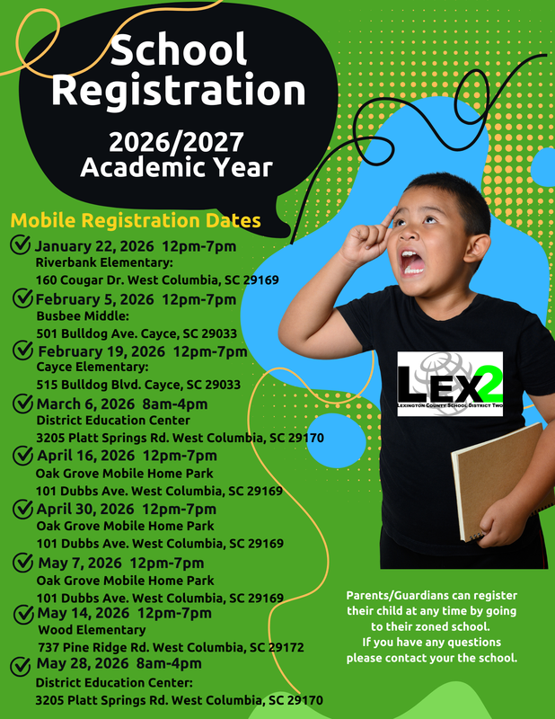 Mobile registration flyer dates, times, locations