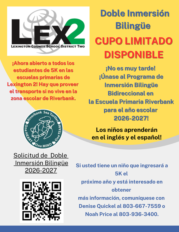 Flyer with QR code stating Limited Spaces Available for 5K Dual Language Immersion program