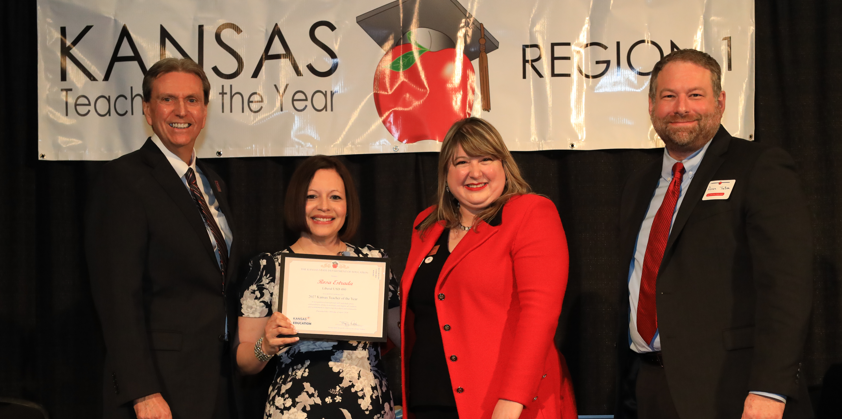 Rosi Estrada with Kansas Education Commissioner Watson