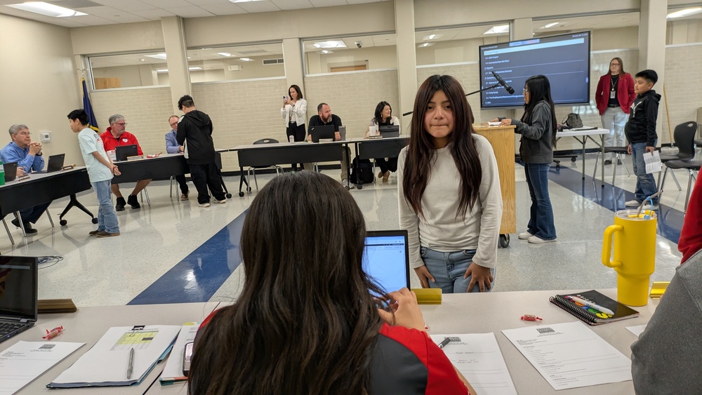 Students at board meeting