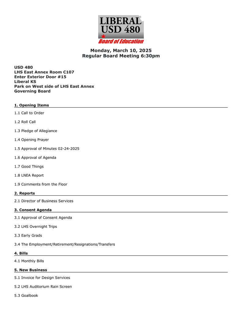 Agenda March 10 page 1