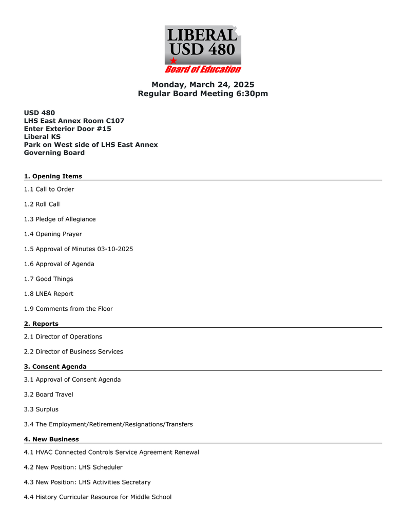 BOE Agenda page 1