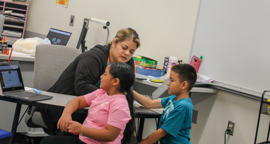 Students learning in Summer School