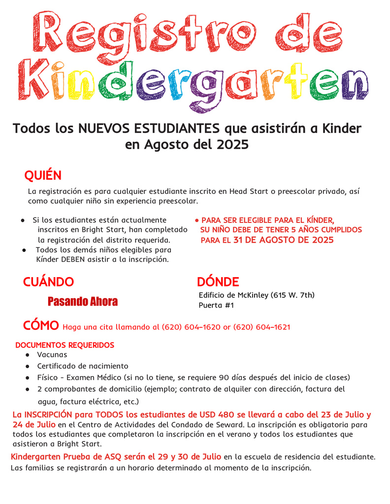 Kindergarten Registration SPAN