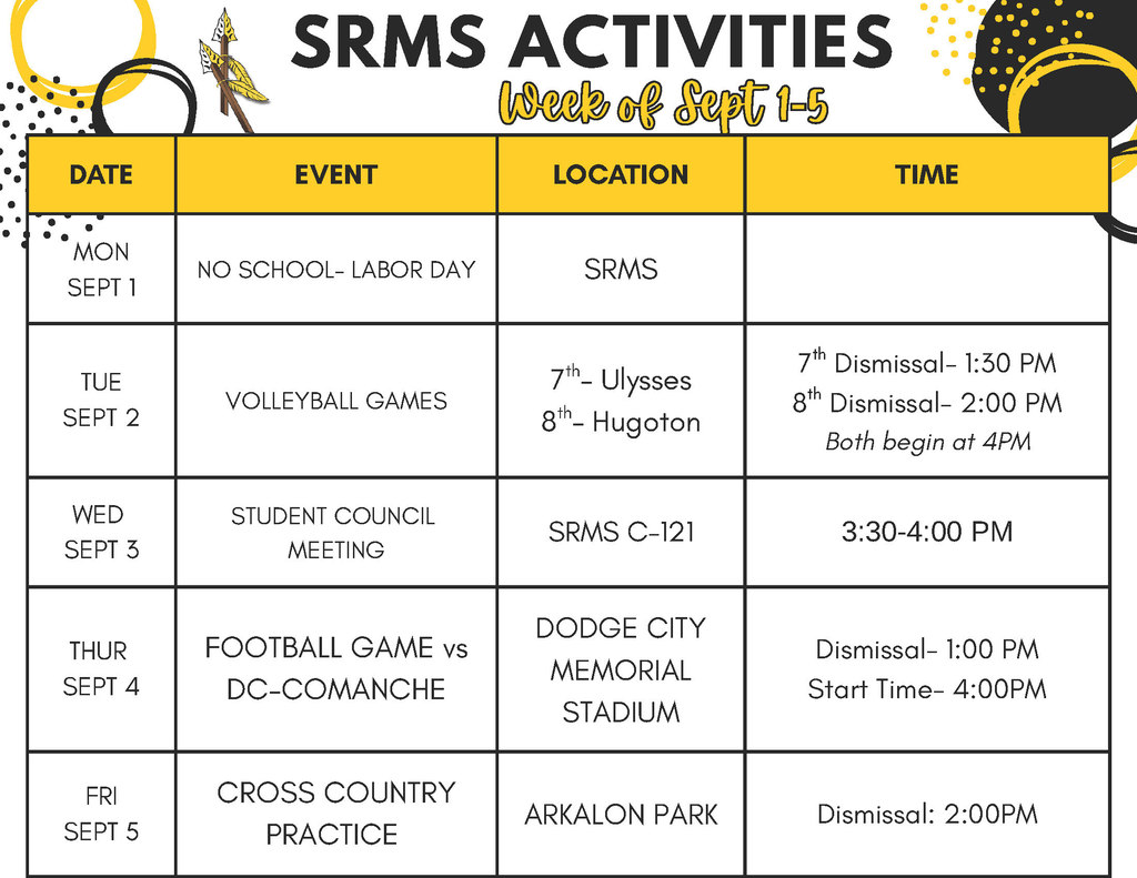 SRMS Week of Sept 1