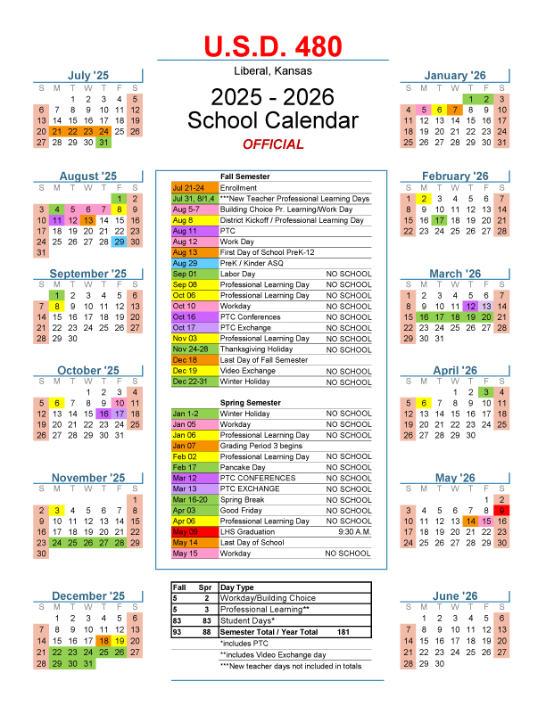 25-26 Academic Calendar - English