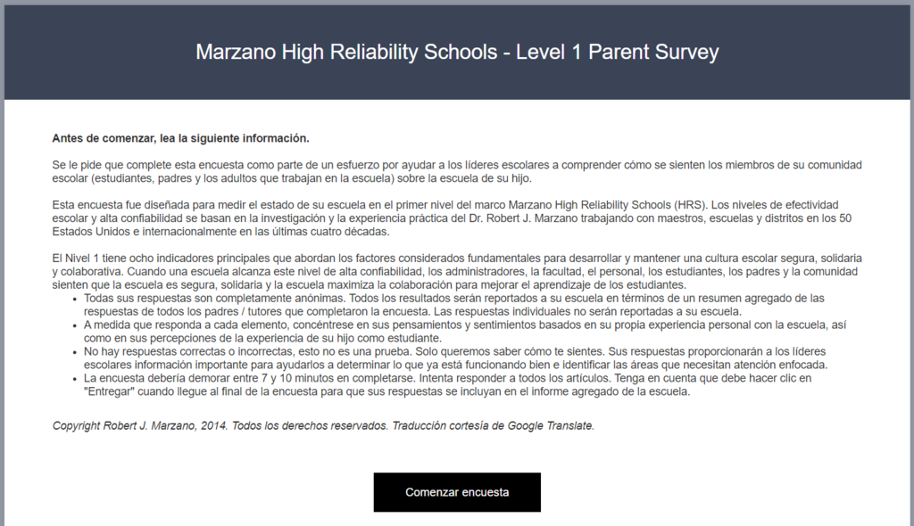 Parent Survey - Spanish