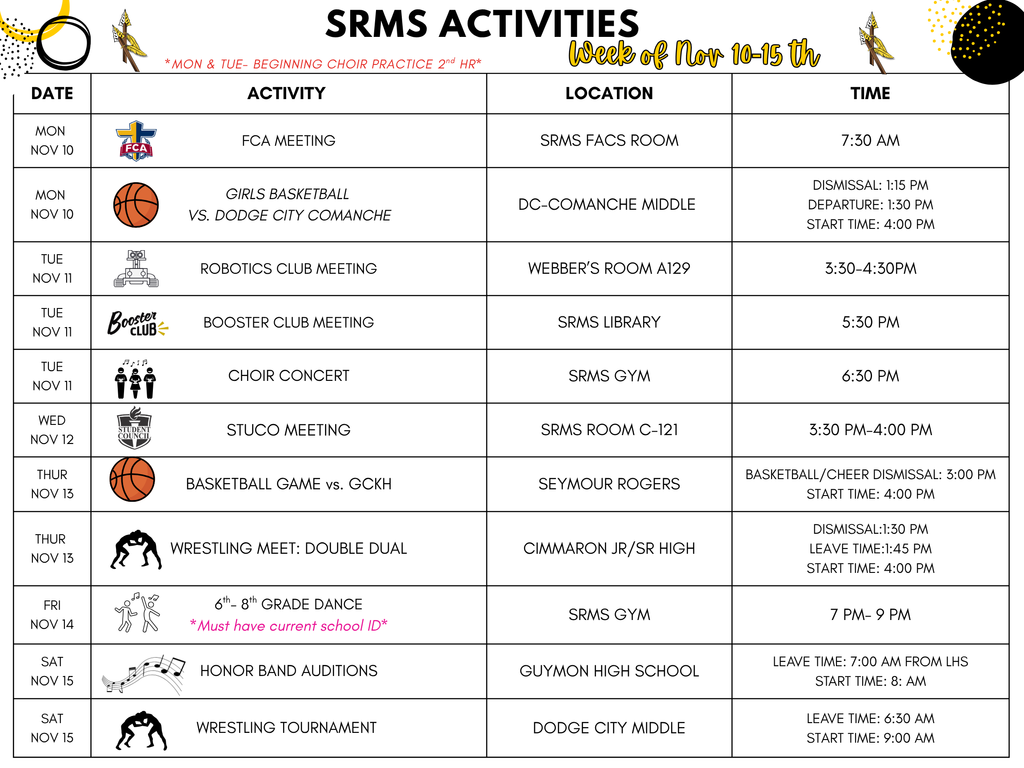 Activities of the Week for SRMS