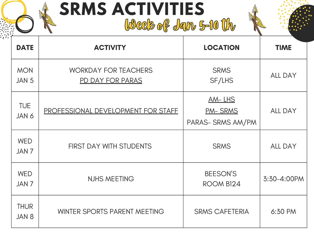 SRMS Week of Jan 5