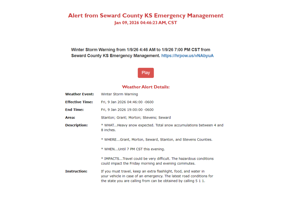 NO SCHOOL - 1/9/26 - ALERT