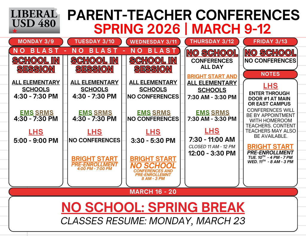 Spring PTCs 2026 Calendar