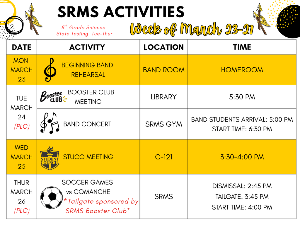 Activities of the Week for SRMS